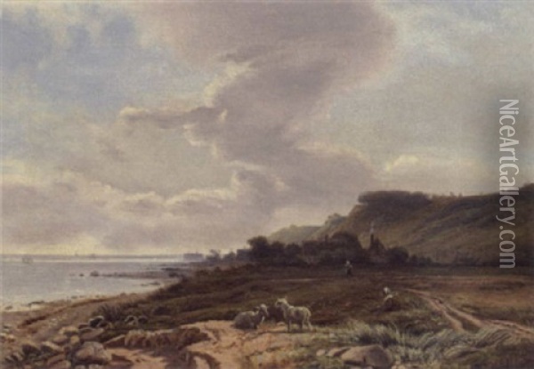 Stranden Ved Hellebaek Oil Painting - Vilhelm Peter Karl Kyhn