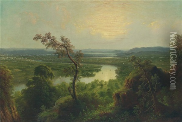 The Oxbow (northampton, Massachusetts) Oil Painting - Edmund C. Coates