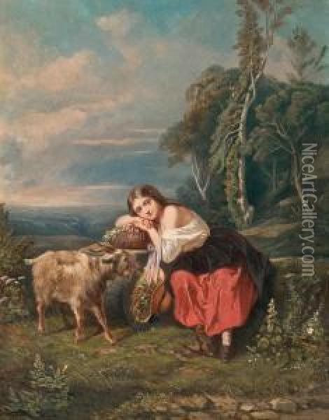 The Shepherd Girl Oil Painting - Camille-Joseph-Etienne Roqueplan