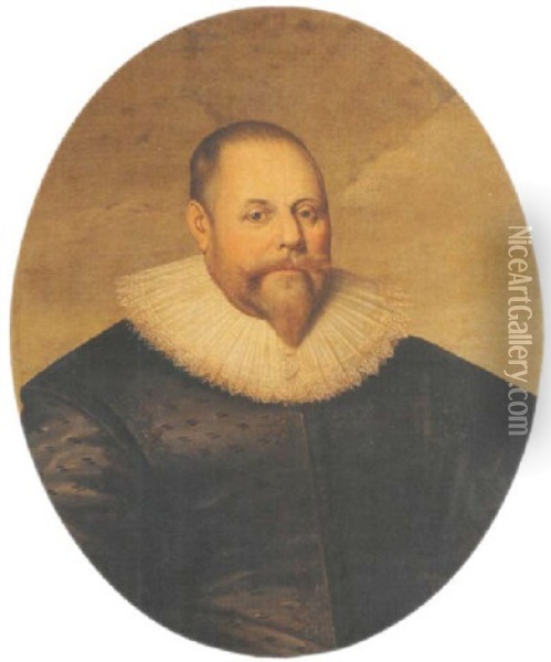 Portrait Of Ralph Hawtry Oil Painting - Cornelis Jonson Van Ceulen