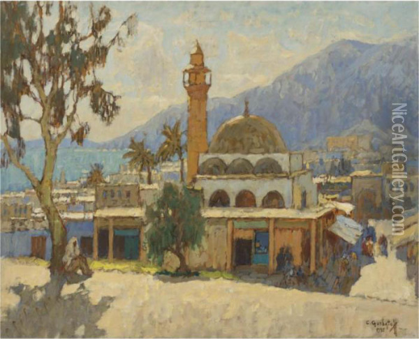 Tiberias, Lake Genisaret Oil Painting - Konstantin Ivanovich Gorbatov