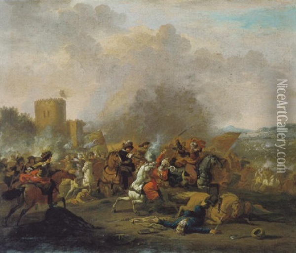 Reitergefecht Zwischen Kaiserlichen Und Turken Oil Painting - Jan van Huchtenburg