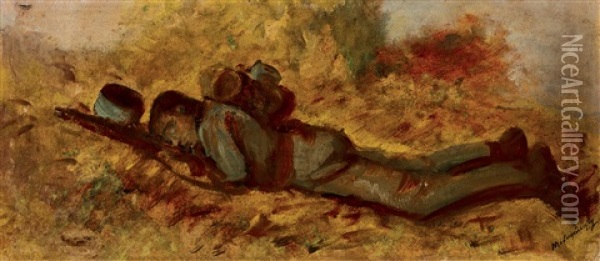 Soldier Lying Down Oil Painting - Laszlo Mednyanszky