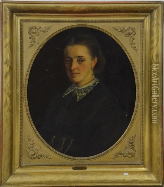 Portrait De Dame Oil Painting - Theophile (fils) Poilpot