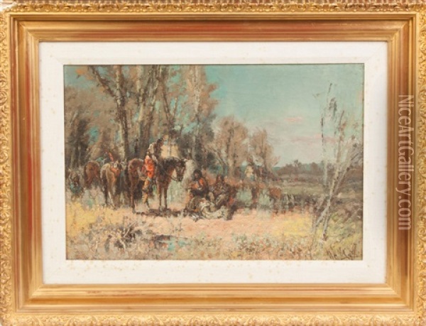 Indian Encampment Oil Painting - W.H.M. Cox