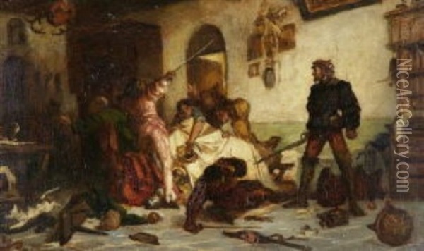 Ulrich Von Hutten Zuchtigt Franzosen Oil Painting - Wilhelm von Lindenschmit the Younger
