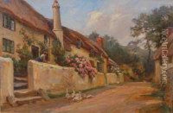 Village Street Scene Oil Painting - Robert Payton Reid