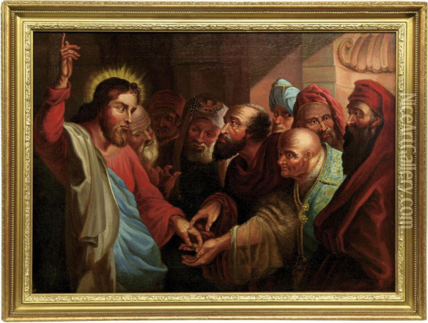 Judas Receiving Money From The Priest Oil Painting - William James Grant