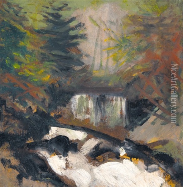 Rapid Waters (waterfall) Oil Painting - Laszlo Mednyanszky