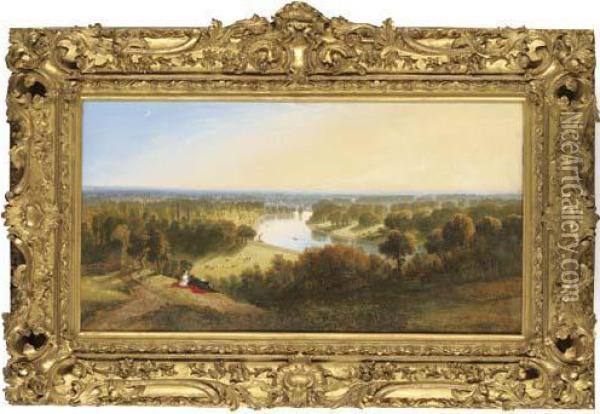 View Of The Thames From Richmond Hill Oil Painting - Edward Bradley