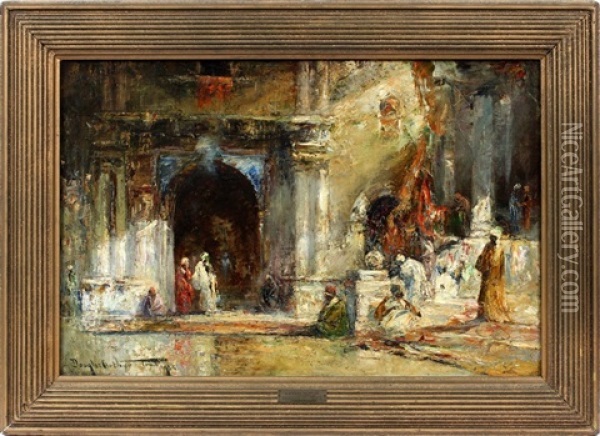 A Moorish Courtyard Oil Painting - Douglas Arthur Teed