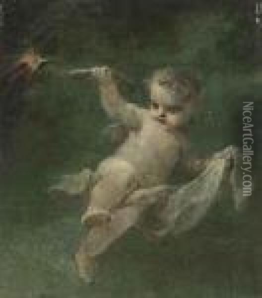 A Putto Holding A Torch Oil Painting - Pierre-Paul Prud'hon