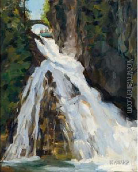 Wasserfall In Felsiger Waldlandschaft Oil Painting - Fernand Piet