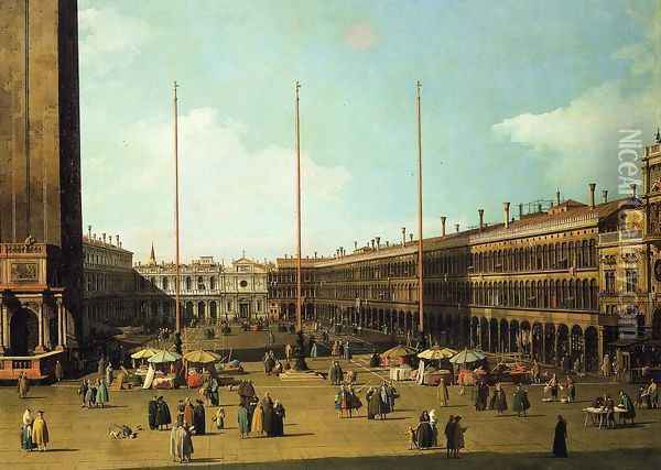 Piazza San Marco, Looking Towards San Geminiano Oil Painting - (Giovanni Antonio Canal) Canaletto