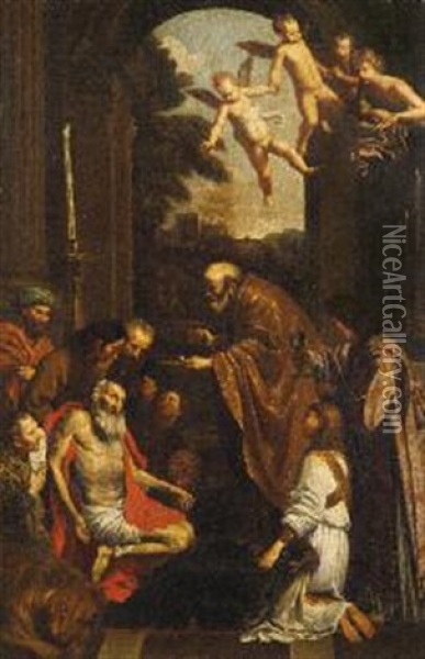La Comunione Di San Gerolamo Oil Painting - Ludovico Carracci