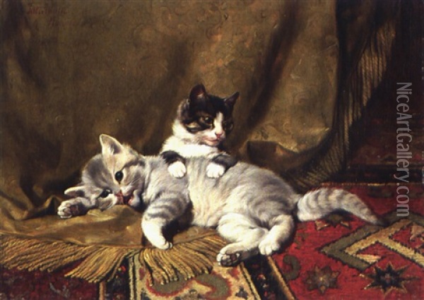 Zwei Spielende Katzchen Oil Painting - Julius Adam the Younger