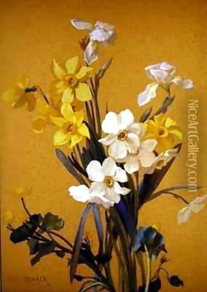 Still life with spring flowers Oil Painting - Jean Benner