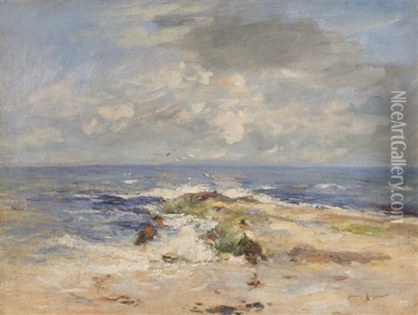 Carnoustie Shore Oil Painting - Robert Gemmell Hutchison