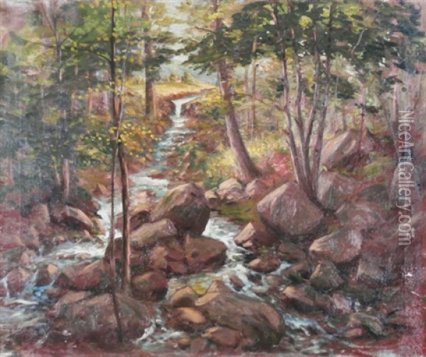 Landscape With Stream Oil Painting - Hal Robinson