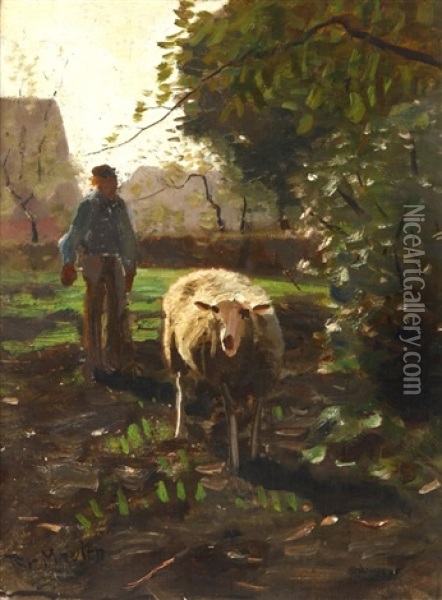 Sheep In Dappled Light Oil Painting - Francois Pieter ter Meulen