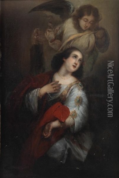 Saint Catherine Of Alexandria Oil Painting - Jose Gutierrez de la Vega