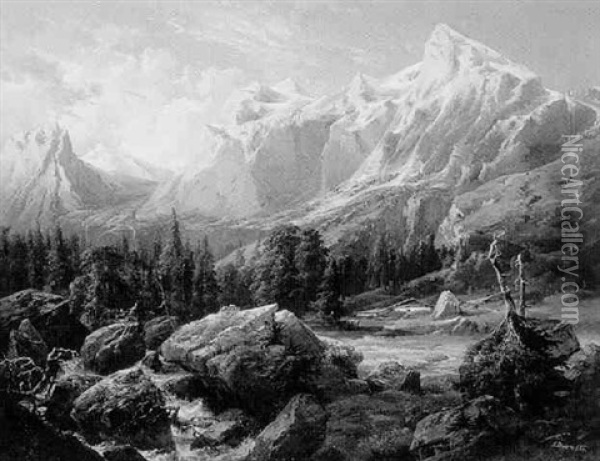 Gebirgsmassiv Mit Gletscherzunge Oil Painting - Ignaz Dorn