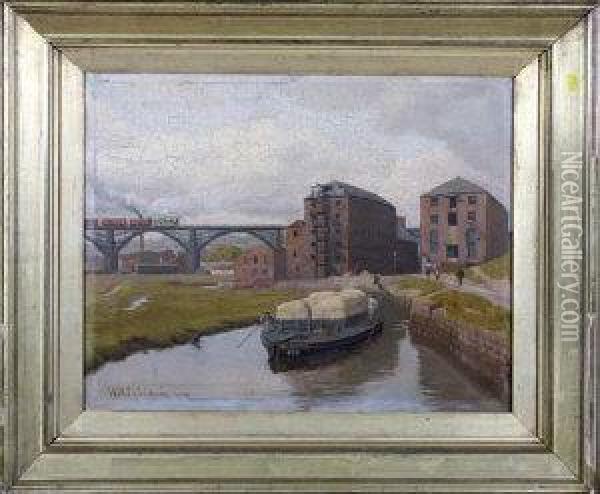 A Keelboat On The Ouseburn Oil Painting - William Henry Jackson