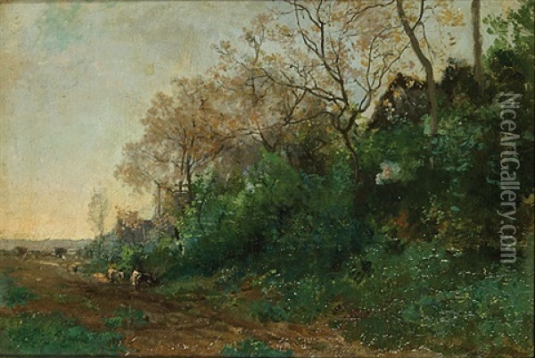 Koeien Op Een Landweg Oil Painting - Hippolyte Emmanuel Boulenger