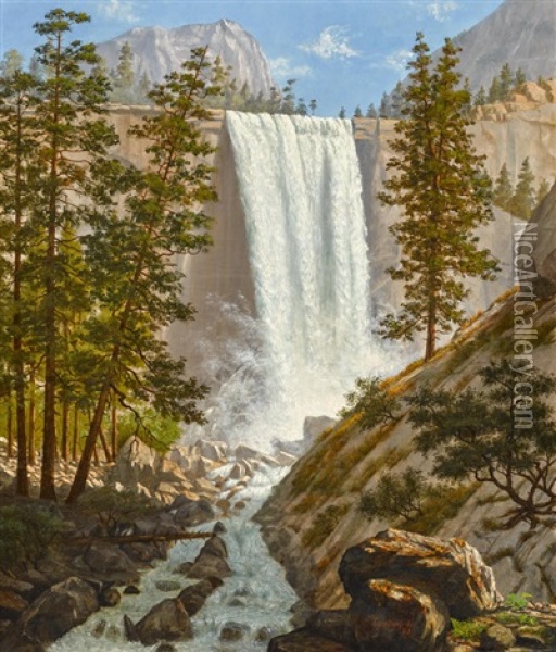 Vernal Falls, Yosemite Valley Oil Painting - Enoch Wood Perry