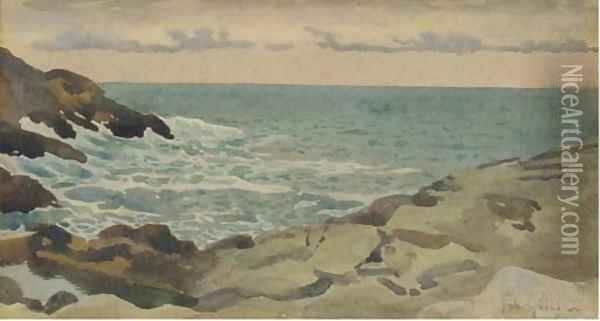 View of the coastline, Isles of Scilly Oil Painting - Thomas Cooper Gotch