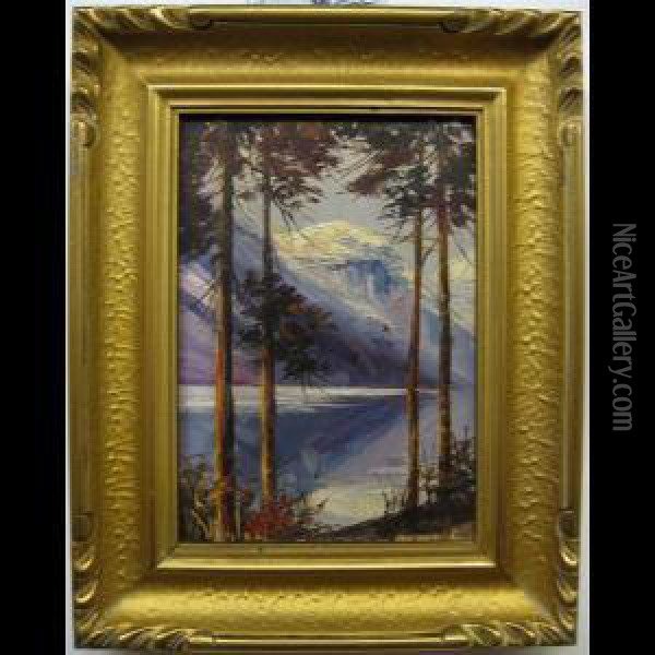 Lake Louise; Lake Scene Oil Painting - William Stanley