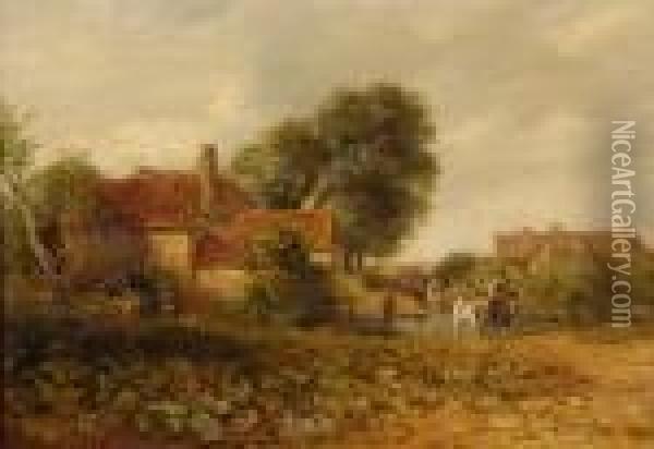Watermill Oil Painting - David I Cox