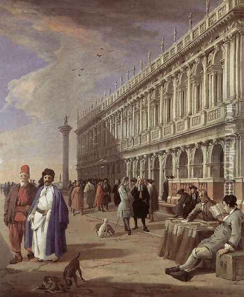 The Piazzetta and the Library 1720s Oil Painting - Luca Carlevaris