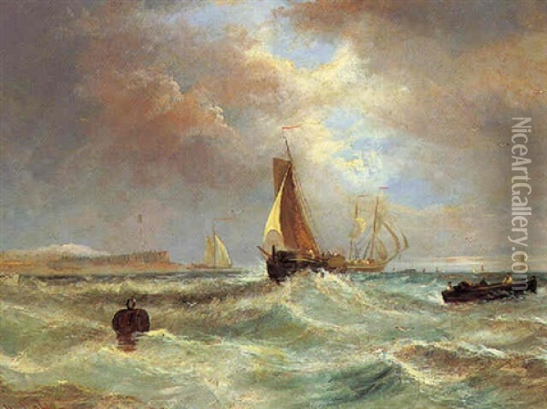 Skibe Udfor Kysten Oil Painting - William Matthew Hale