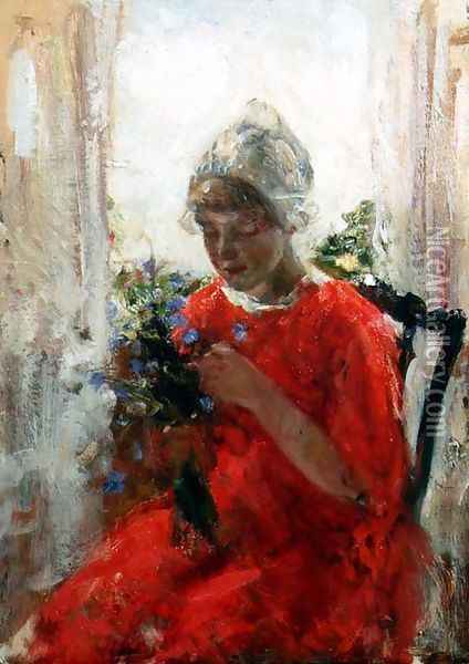 The Red Dress Oil Painting - Robert Gemmell Hutchison