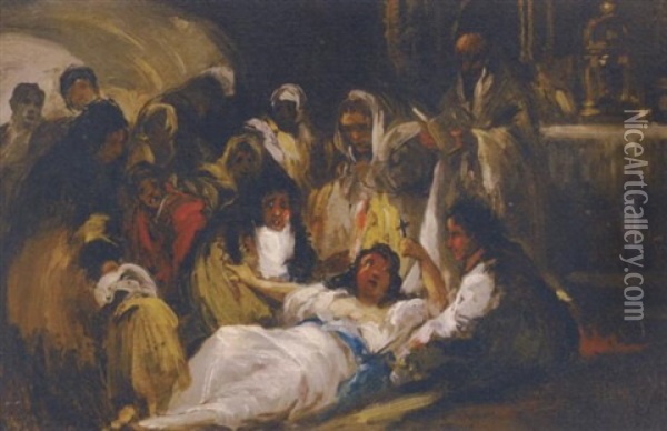 An Inquisition Oil Painting - Eugenio Lucas Velazquez