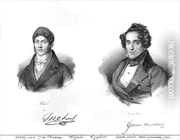 Etienne Mehul 1763-1817 and Giacomo Meyerbeer 1791-1864 Oil Painting - Francois Seraphin Delpech