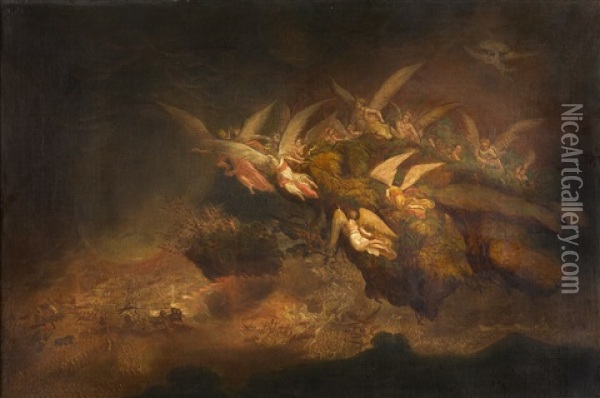 Engel Blicken Auf Eine Schlacht Oil Painting - John Martin