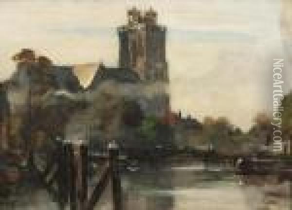 View Of The Grote Kerk In Dordrecht Oil Painting - Floris Arntzenius
