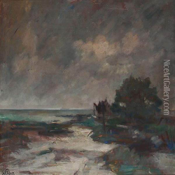 Evening Coastal Scene Oil Painting - Sally Philipsen
