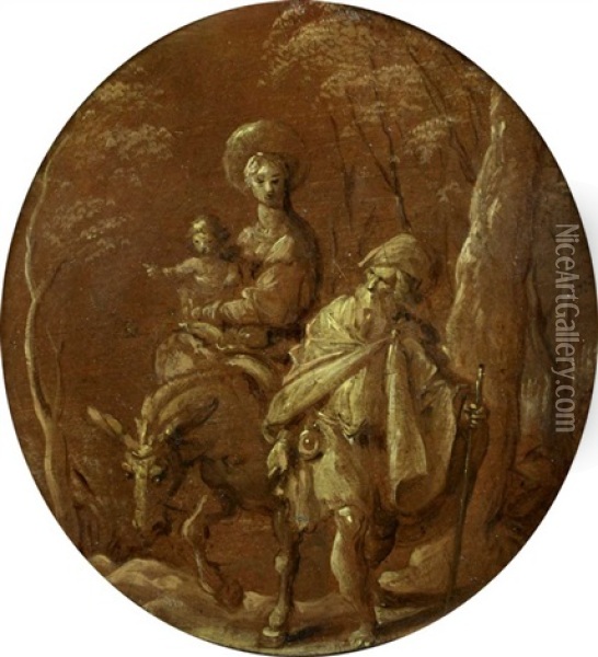 Heilige Familie Auf Der Flucht Nach Agypten Oil Painting - Polidoro da Caravaggio