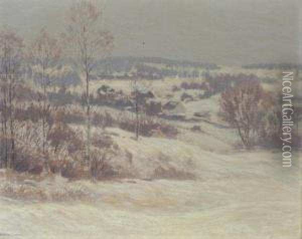 Winter Landscape Oil Painting - Leonard Ochtman