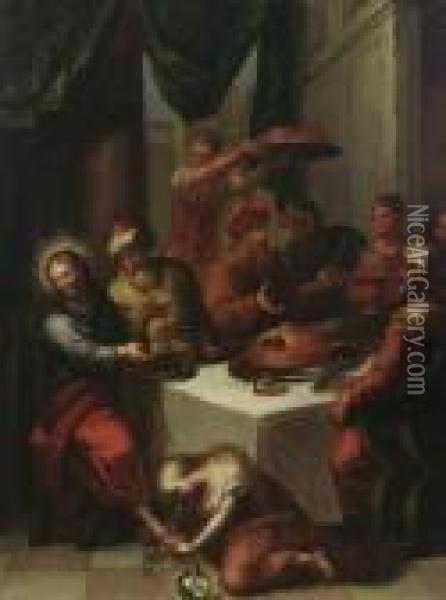 Banquet In Bethany Oil Painting - Frans III Francken