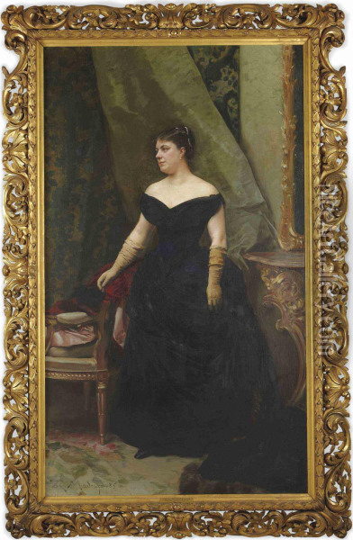 Portrait De Madame Isaac Hirsch Kann, Nee Koenigswarter Oil Painting - Raimundo de Madrazo y Garreta