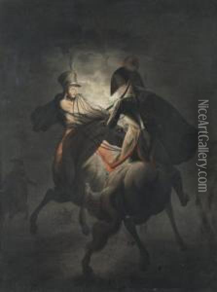 Un Combat De Hussards Oil Painting - Alexander Ossipovitch Orlovsky