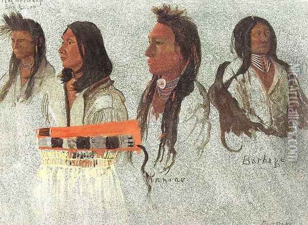 Four Indians 1859 Oil Painting - Albert Bierstadt