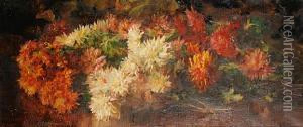 Still Life Of Chrysanthemums Oil Painting - Catherine Mary Wood