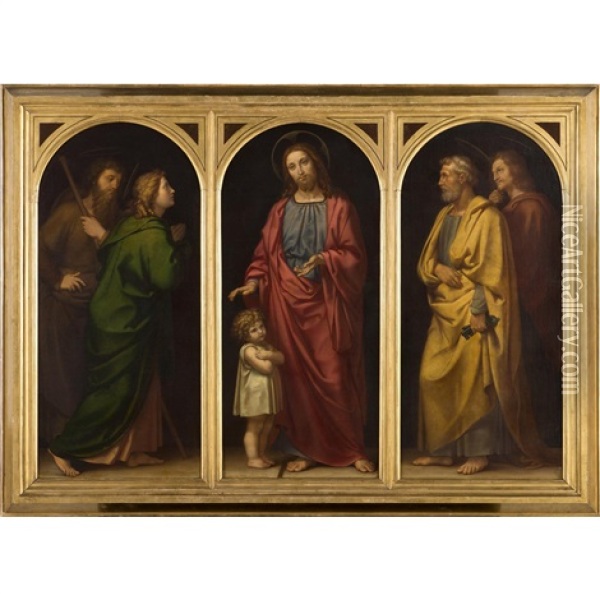 Le Christ Et Un Enfant Entre Saint Pierre Et Saint Oil Painting - Franz von Rohden