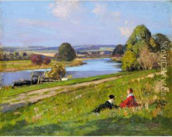 Summer By The River Oil Painting - George Henry