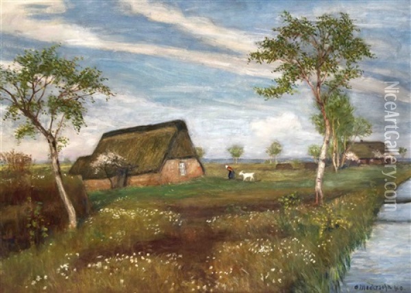 Fruhlingslandschaft Oil Painting - Otto Modersohn